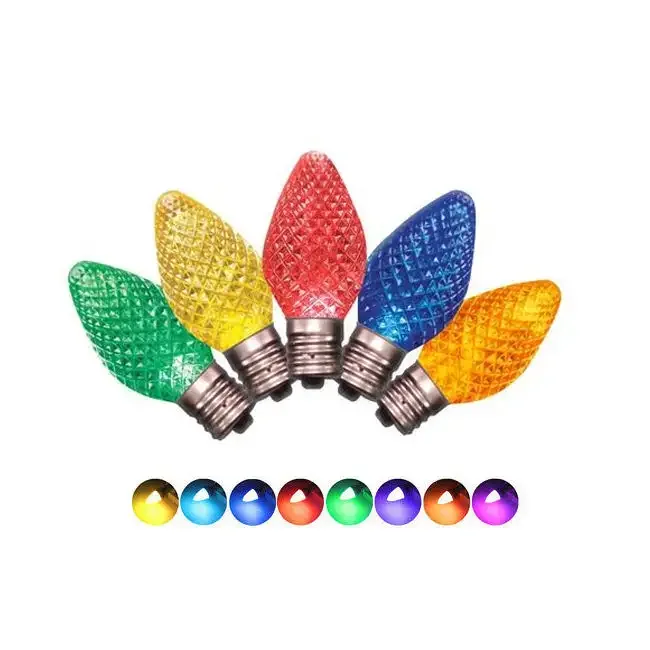 Multicolor faceted LED Christmas replacement bulbs
