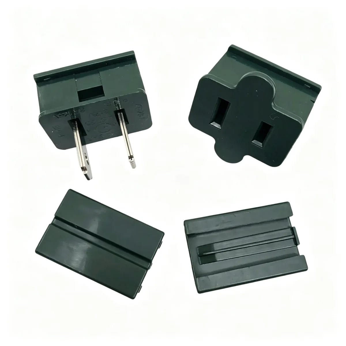 Green male and female quick-connect vampire plugs