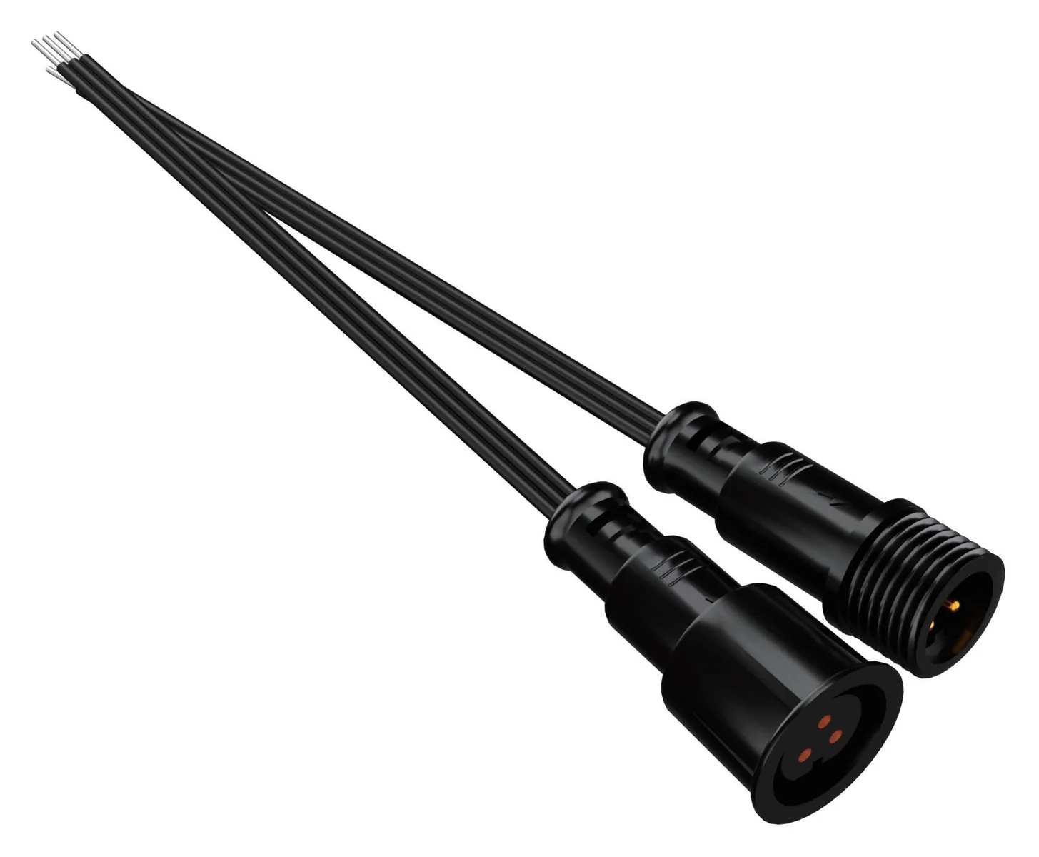 Waterproof female and male connector for permanent pixel lights