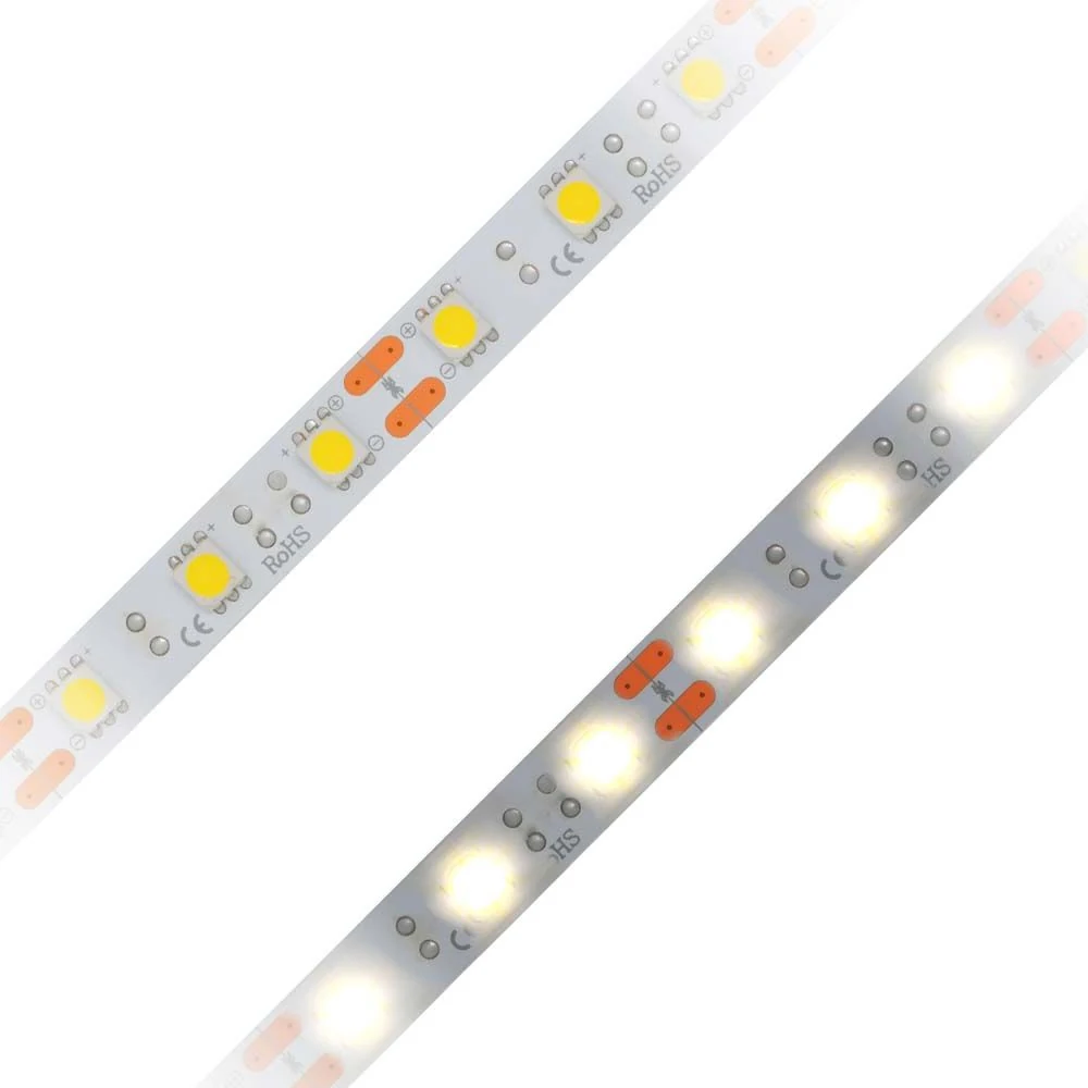 Flexible white LED strip lights with illuminated and unlit sections