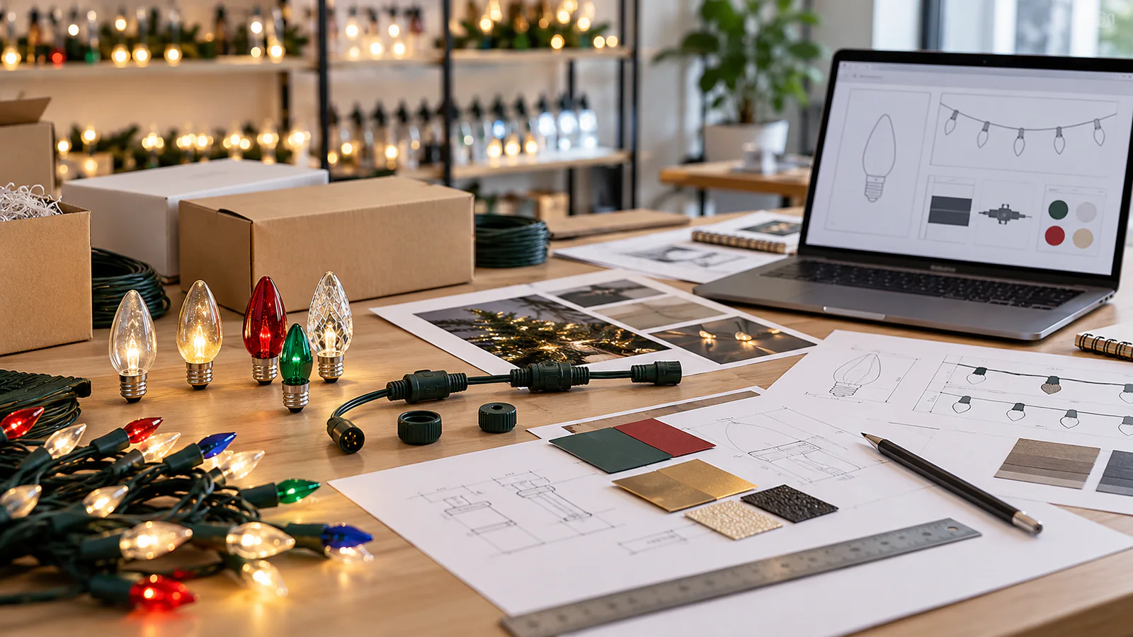 Private label Christmas light RFQ with product requirements, samples, and packaging references